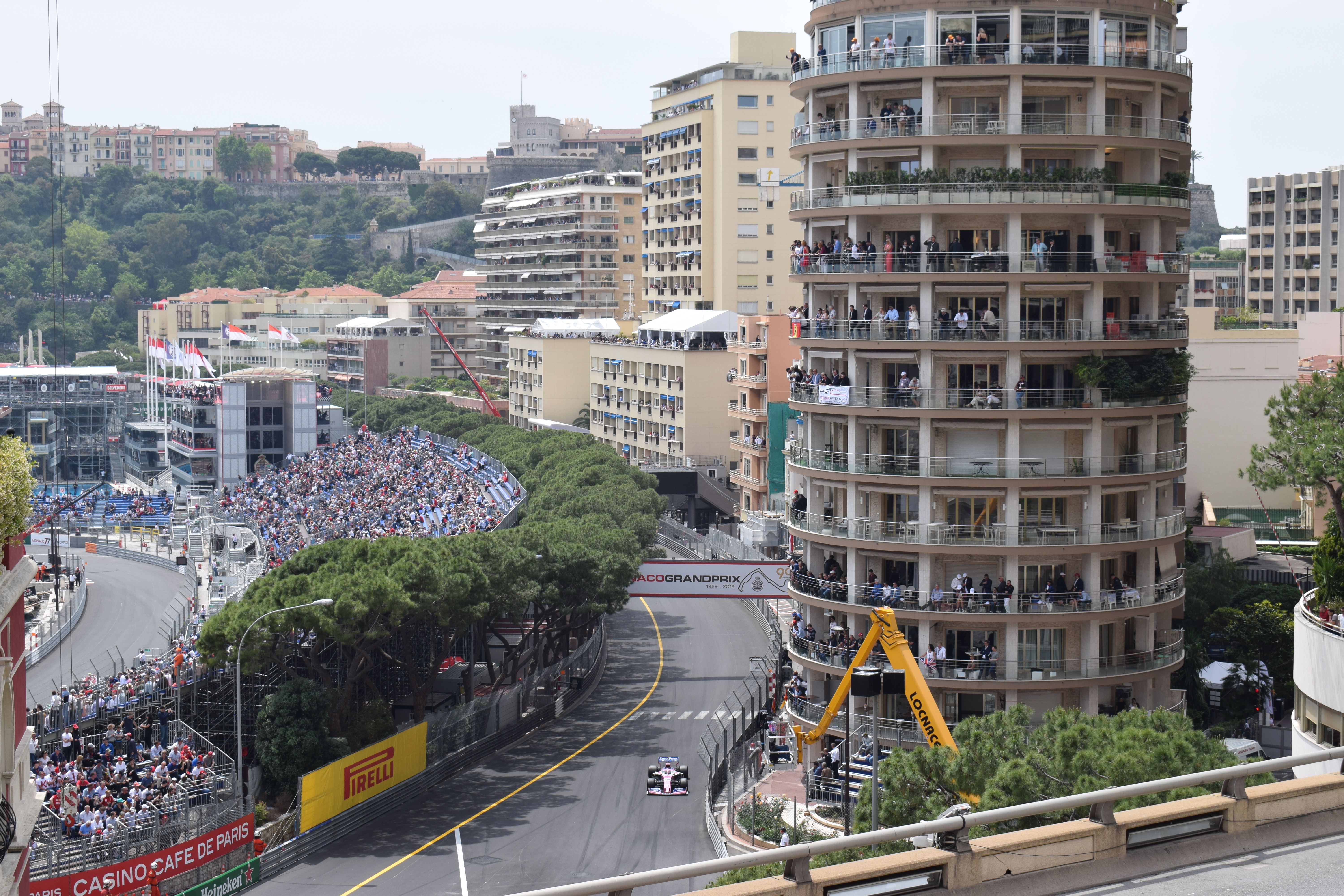 Image of people watching the race from a tower 