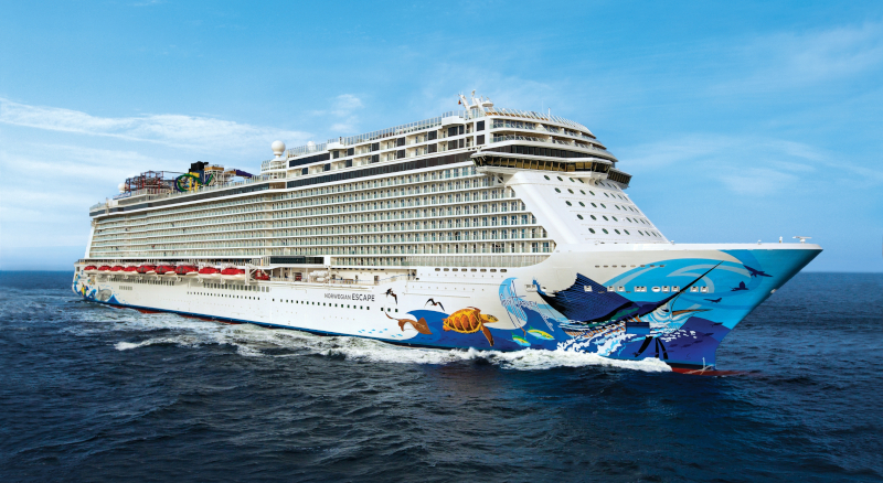 Image of cruise at sea with images of sea life plastered to surface 