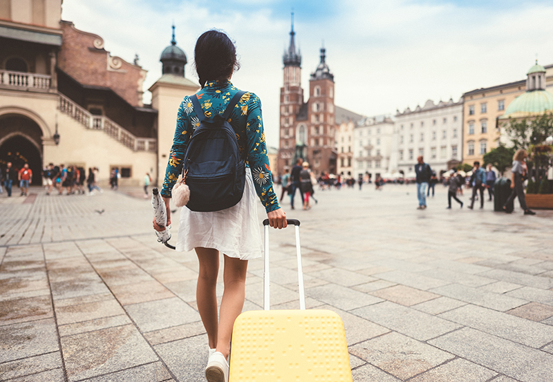 Solo traveler woman in Krakow Poland