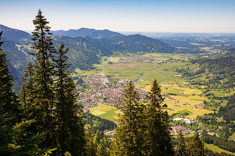 Aerial view over the village of Oberammergau
