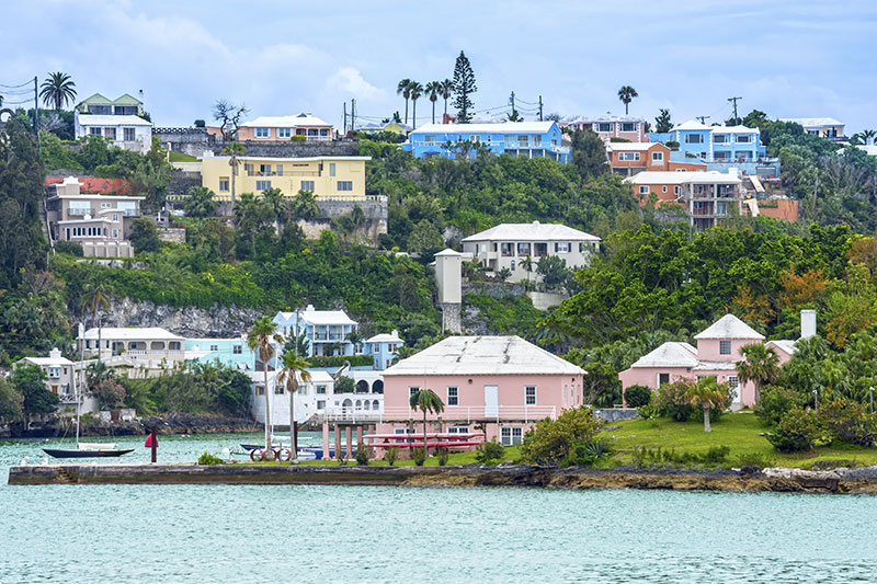 Colorful homes and hotels on this hillside in Hamilton Bermuda