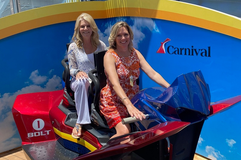 Michelle Fee and Theresa Scalzitti of Cruise Planners at Cruise360 Ship Inspection of Mardi Gras