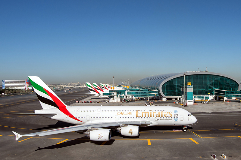 Emirates plane at airport