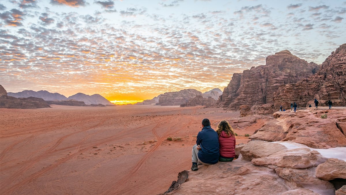 Sunrise over the Wadi Rum Desert Jordan