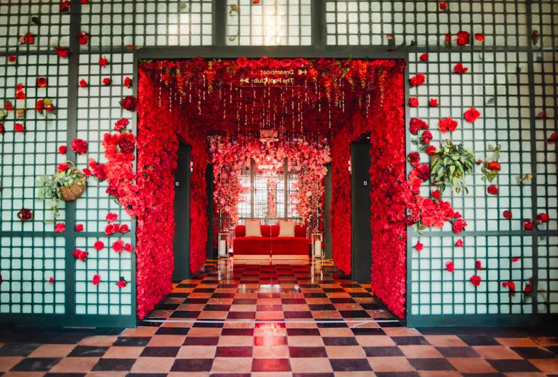 Conservatory Red Rose Installation at Virgin Hotels New Orleans