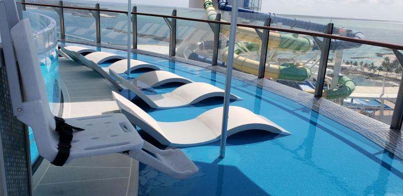 Loungers in the water at the Suite Neighborhood's Sun Deck.