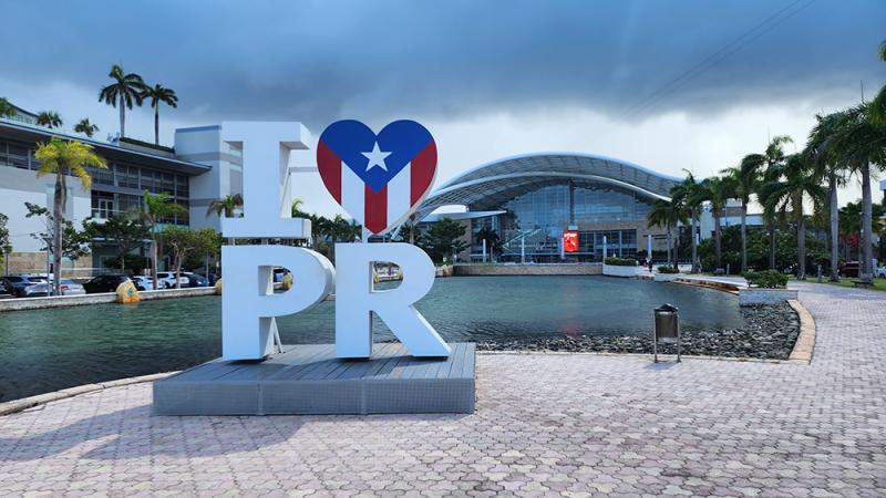 I Heart Puerto Rico sign outside the Puerto Rico Convention Center