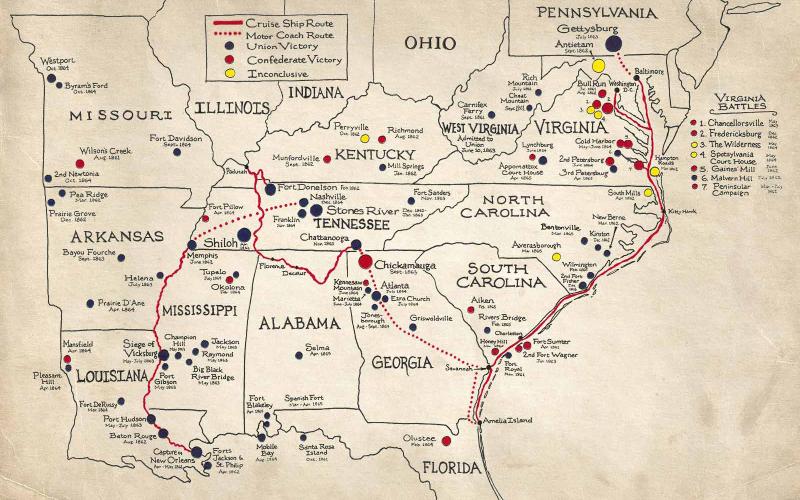 Civil War Battlefields Cruise Map