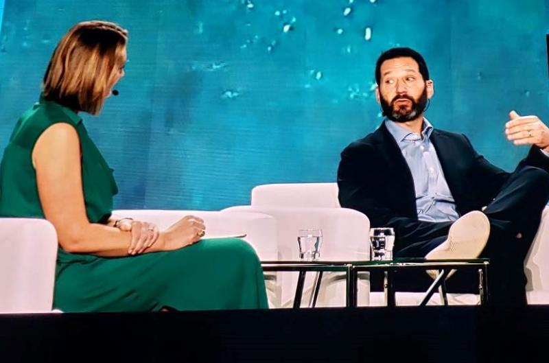 Lucy Hockings of BBC News moderates a "State of the Global Cruise Industry" panel discussion of top cruise industry leaders at Seatrade Cruise Global. Josh Weinstein, president, CEO and chief climate officer, Carnival Corporation, was among the panelists. 