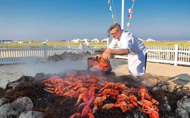 Clambake pit with Chef