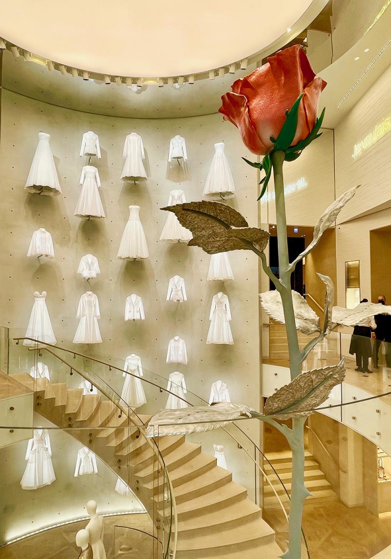 The grand staircase at the reopened Dior Boutique
