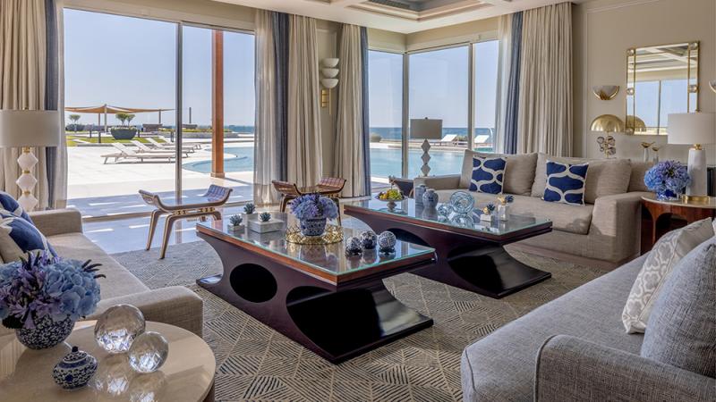 A suite living room at Four Seasons Hotel Alexandria at San Stefano