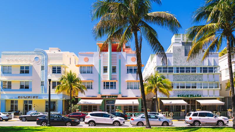 Miami's Ocean Drive Art Deco buildings