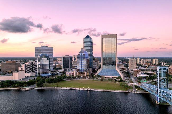 Guests taking an American Cruise Lines' voyage on American Eagle can explore the "Great Rivers of Florida," including the St. Johns River, shown here in downtown Jacksonville at Skyline Riverfront Park.