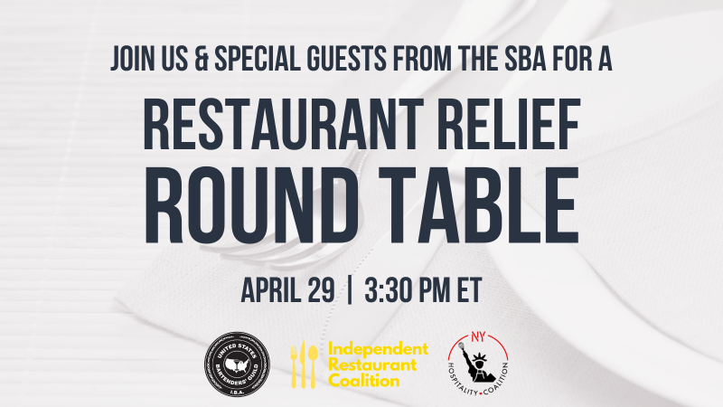 The IRC is hosting a Restaurant Relief round table discussion with the SBA