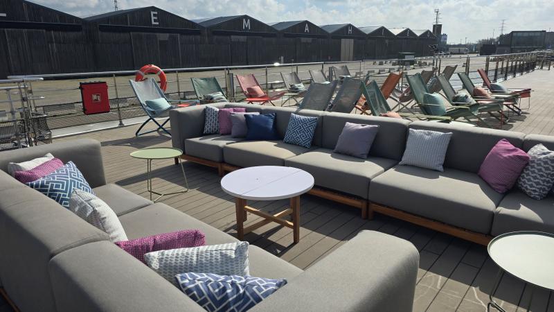 Deck 4, the top deck of Riverside Debussy, offers many comfortable seating areas. 