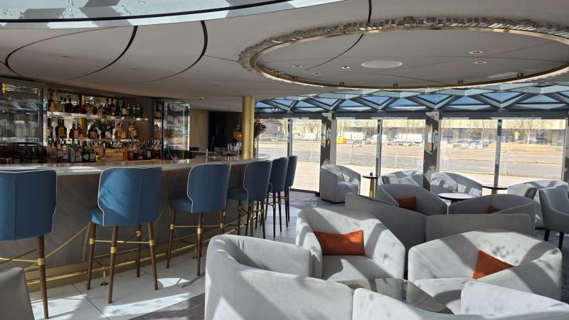 Shown above is Riverside Luxury Cruises' full-service Palm Court bar and just a small portion of the large lounge space.