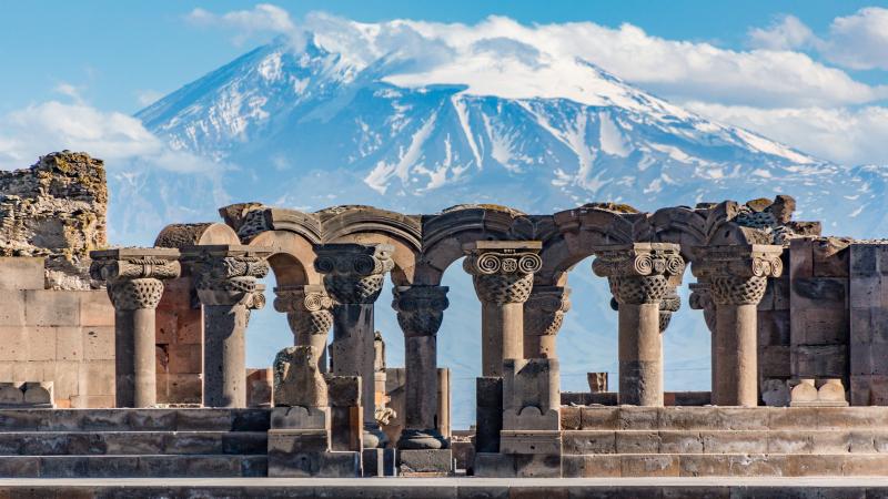 Ruins of the Zvartnots Cathedral in Yerevan, Armenia