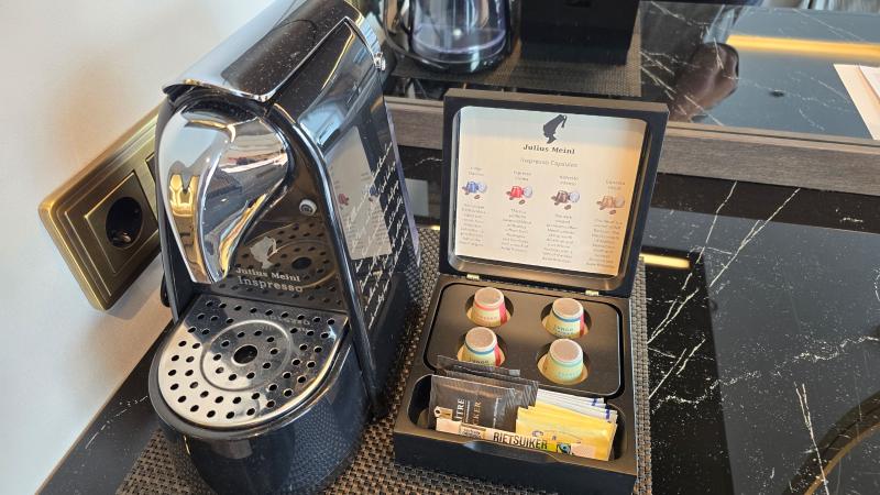 In all suites on Riverside Debussy, guests will find a Julius Meinl espresso/coffee machine with gourmet coffee pods.