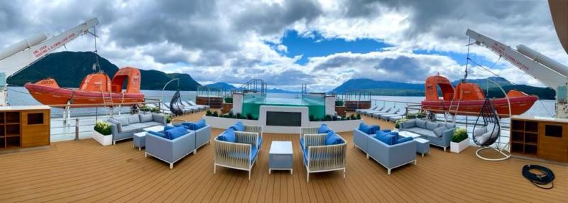 The top deck of the new Ocean Victory, American Queen Voyages' first expedition vessel. 