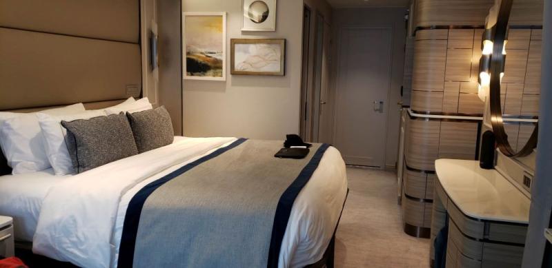 A Premium Suite on Silversea's Silver Endeavour offers a king-sized bed and plenty of storage.