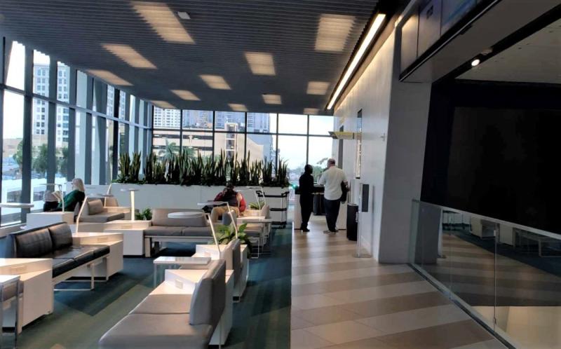 The Premium Lounge at Brightline's Fort Lauderdale station offers comfortable seating, complimentary food items and drinks and priority boarding. 