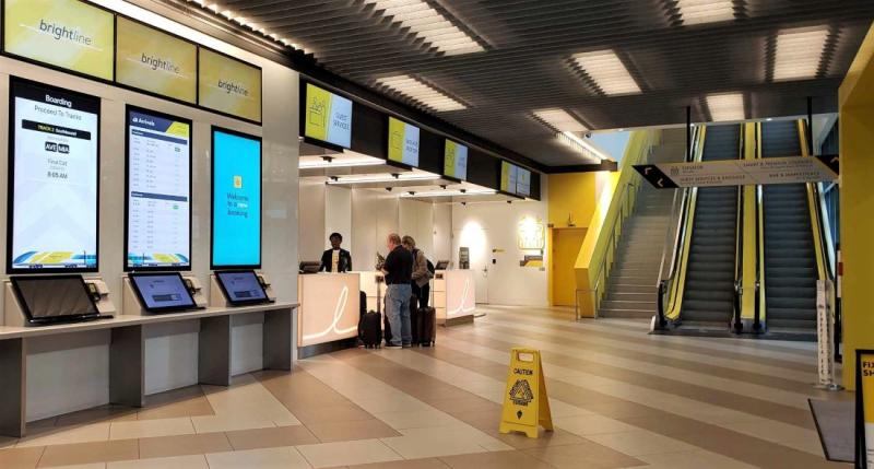The ground floor facilities -- ticketing and bag check-in -- at Brightline's Fort Lauderdale train station. 