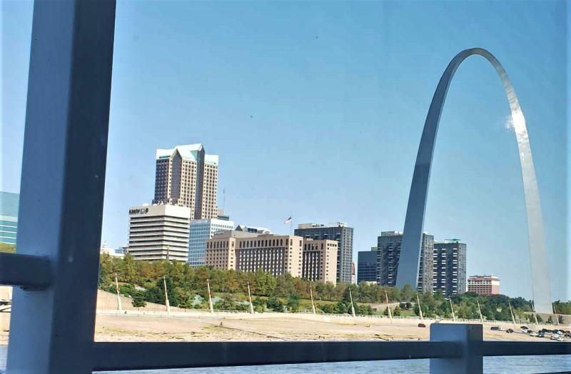 Among the port calls for American Countess is St. Louis, MO, its downtown shown above with its Gateway Arch.