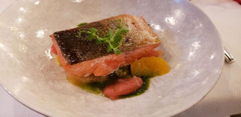 Holland America's sustainable Alaskan seafood -- Salmon with Salsa Verde