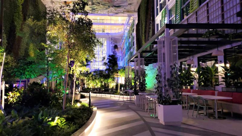 In the evening, Central Park is a lovely spot for people to relax, sip and savor the uncrowded nature of the neighborhood. This is Central Park on the new Icon of the Seas