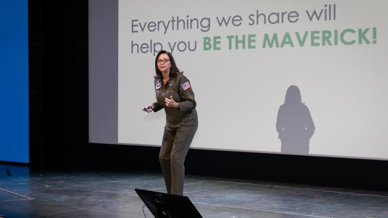 Dondra Ritzenthaler at the 2022 Dream Vacations and CruiseOne conference told advisors that "Everything we share will help you BE THE MAVERICK!"