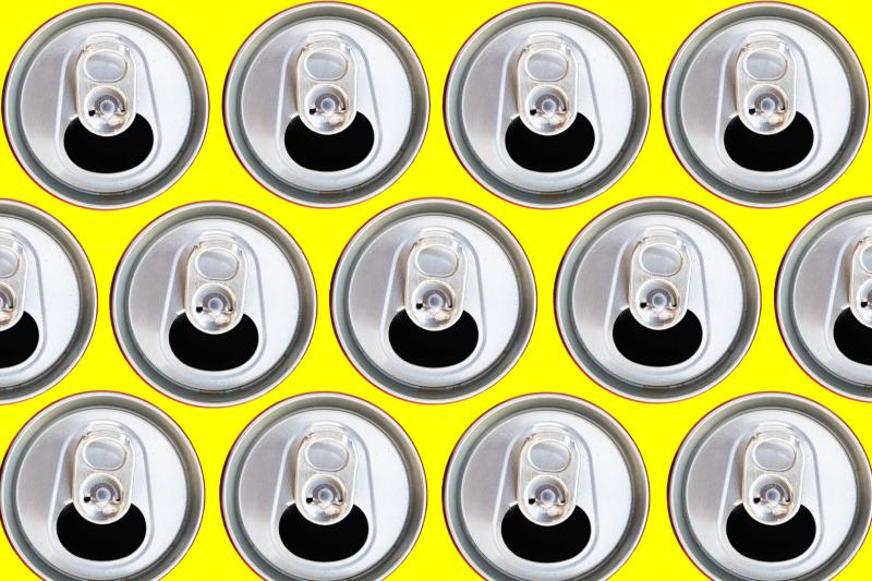 Top view of aluminum cans