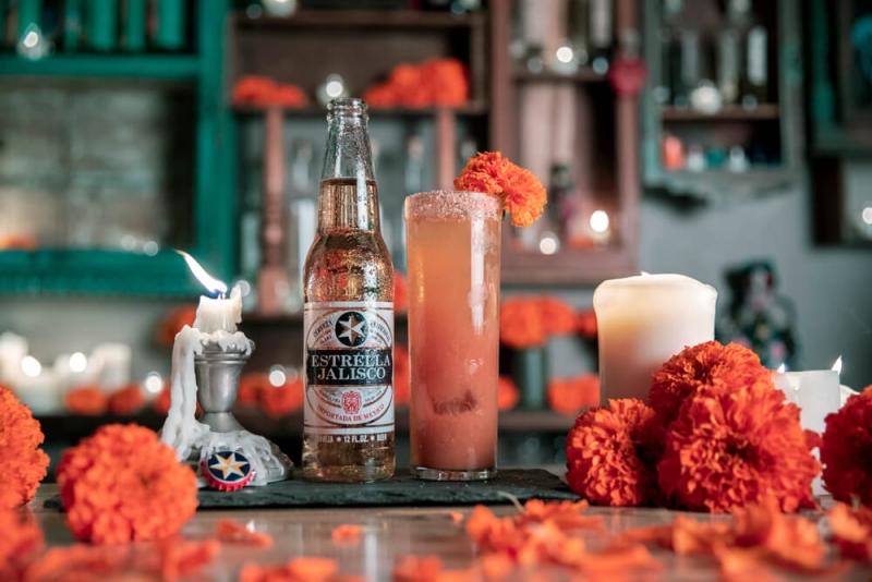 Pumpkin Spice Michelada drink by Estrella Jalisco