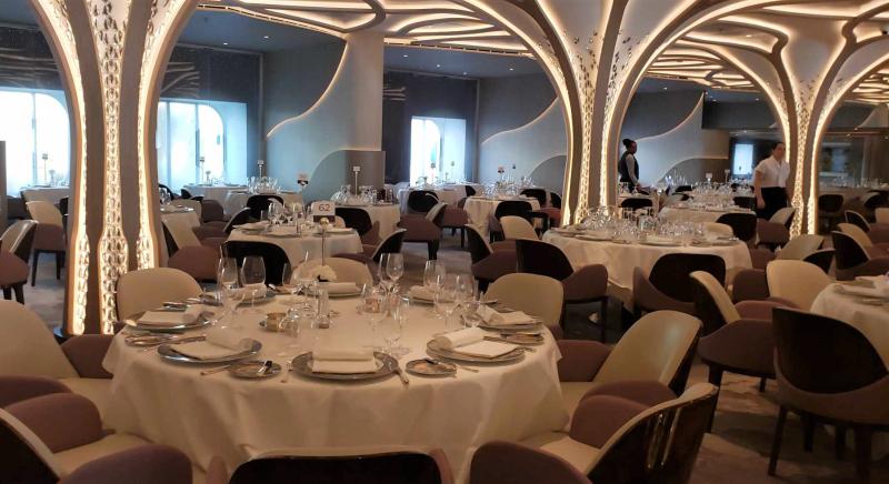 Regent Seven Seas Cruises' new Seven Seas Grandeur. The Compass Rose main dining room is shown. 