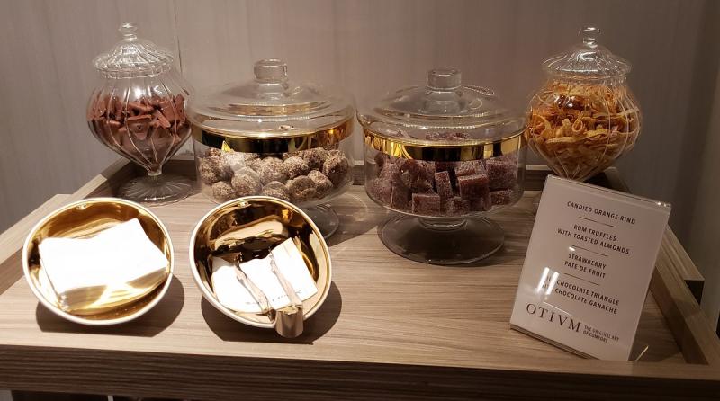 Treats in interior Relaxation Lounge of the Otium Spa on Silversea's Silver Dawn.