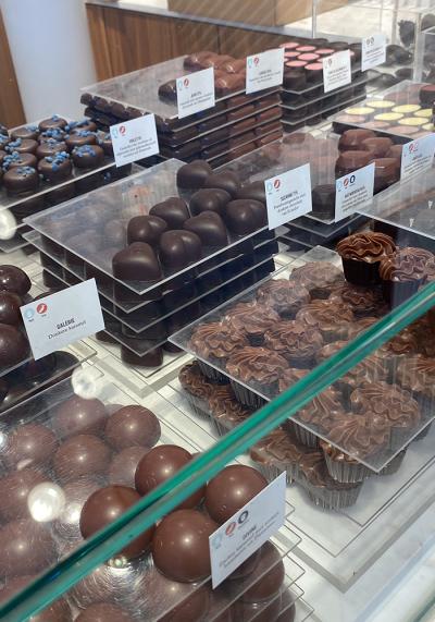 Belgian chocolate in a display