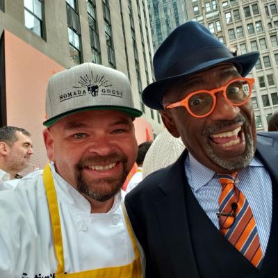 Chef Fernando Ruiz smiles next to the Today Show's Al Roker in Time Square, NYC