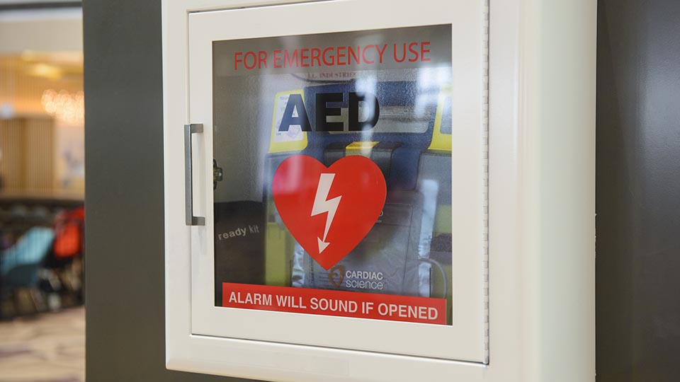 AED hanging on a wall
