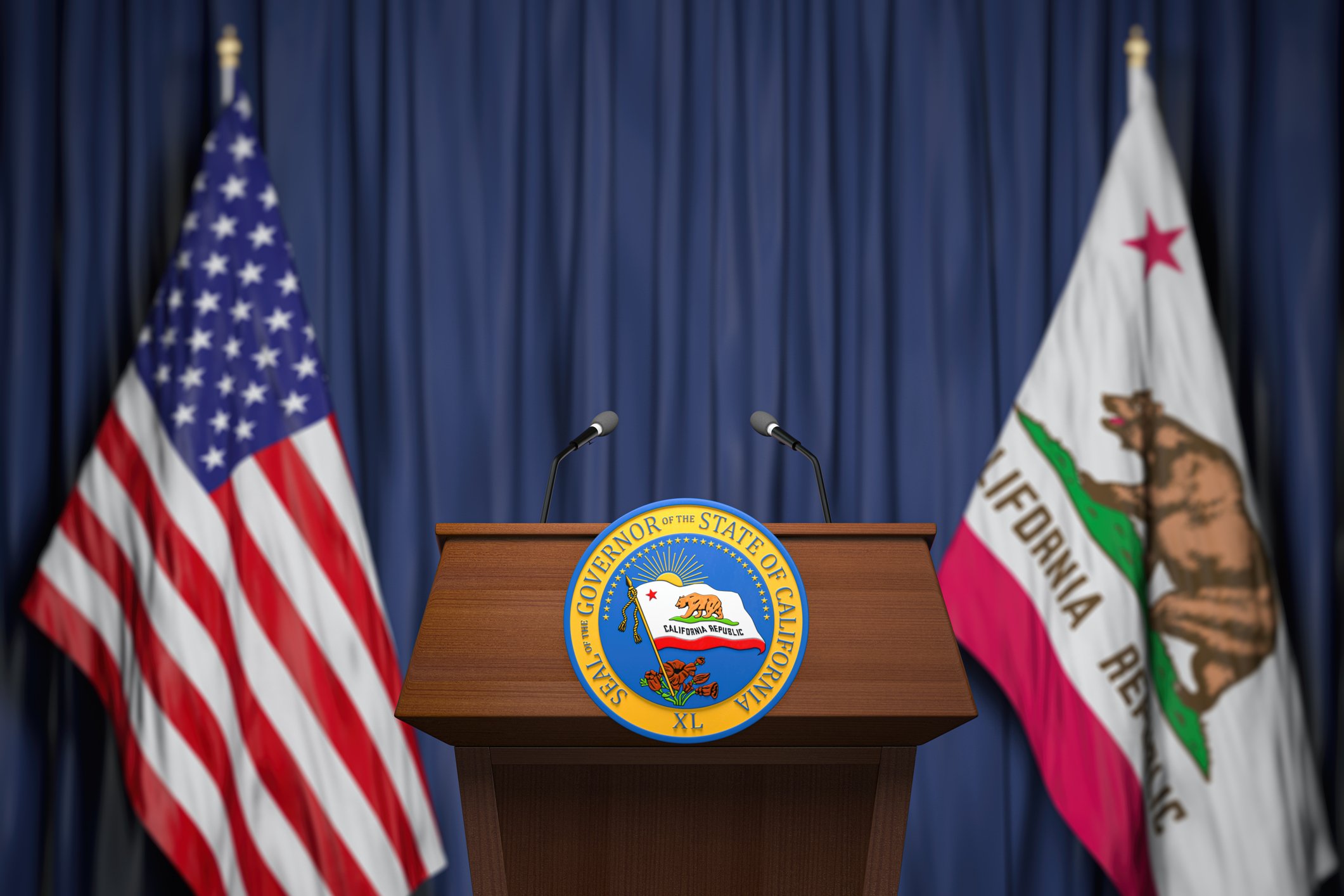 California governor office seal and podium