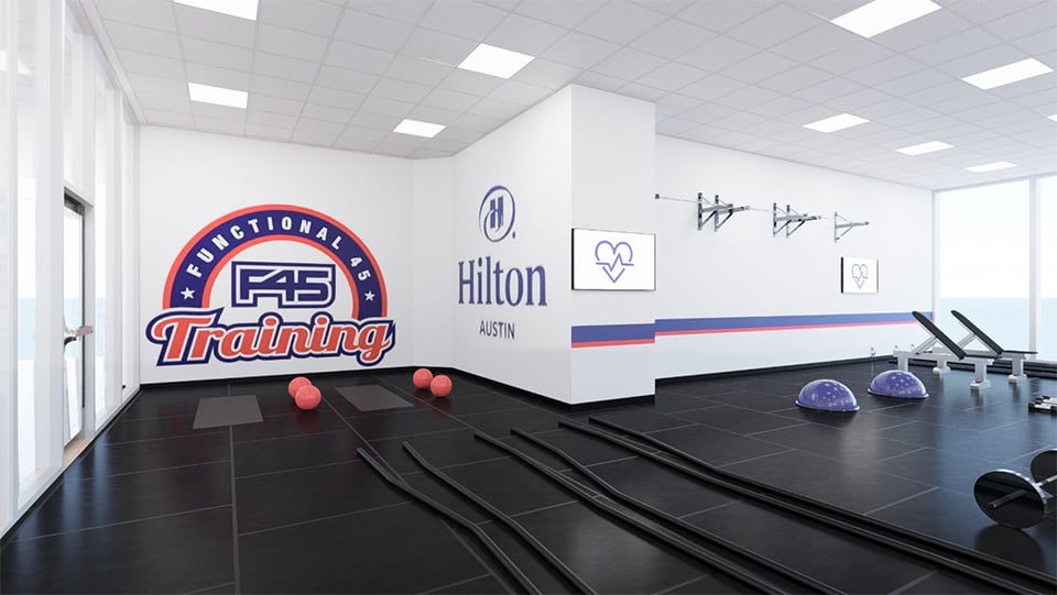 Rendering of F45 Training studio to be built in the Hilton Austin