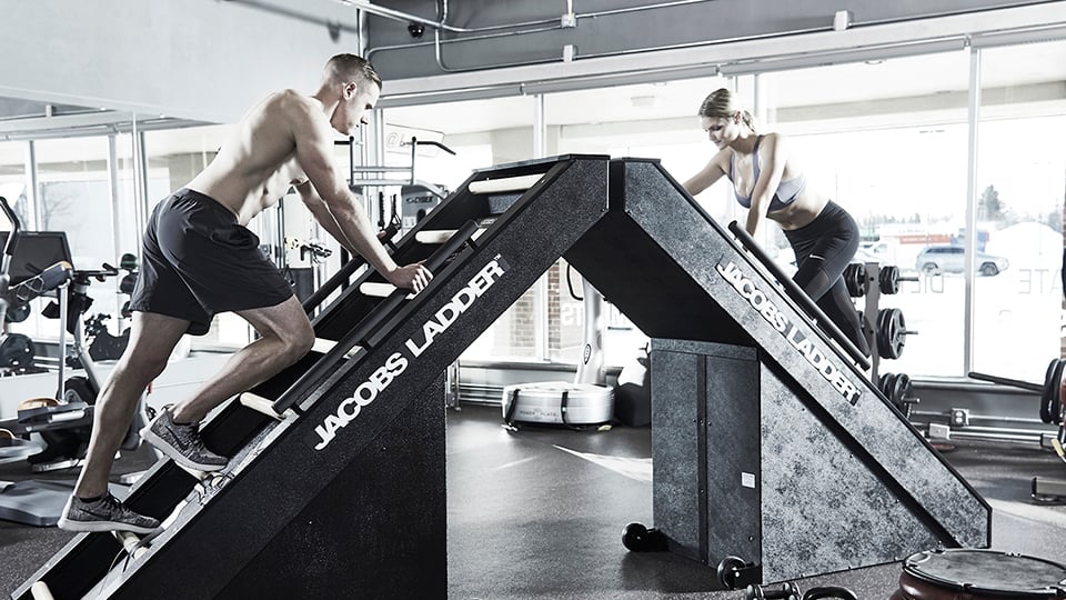 Jacobs Ladder product being used in a gym