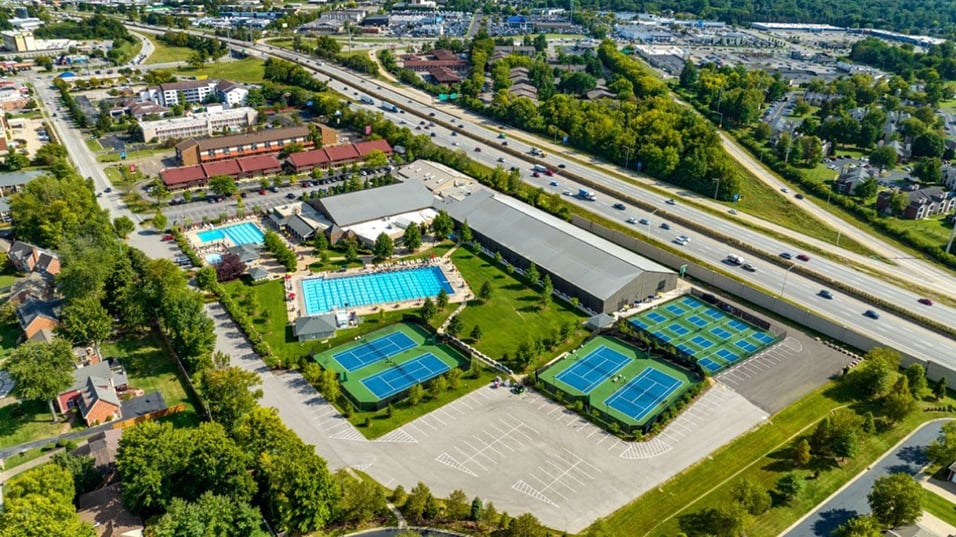 Aerial image of the Louisville Tennis Club 