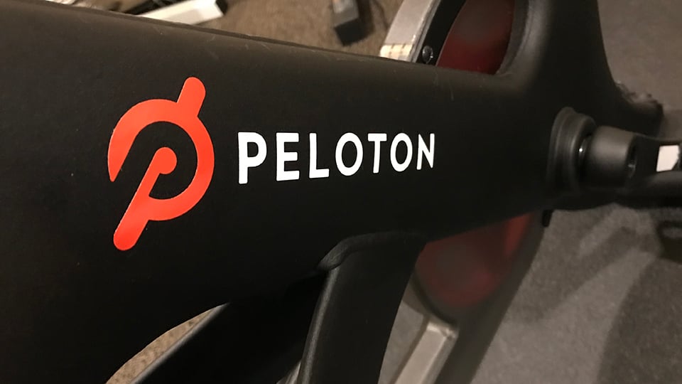 Peloton logo on bike