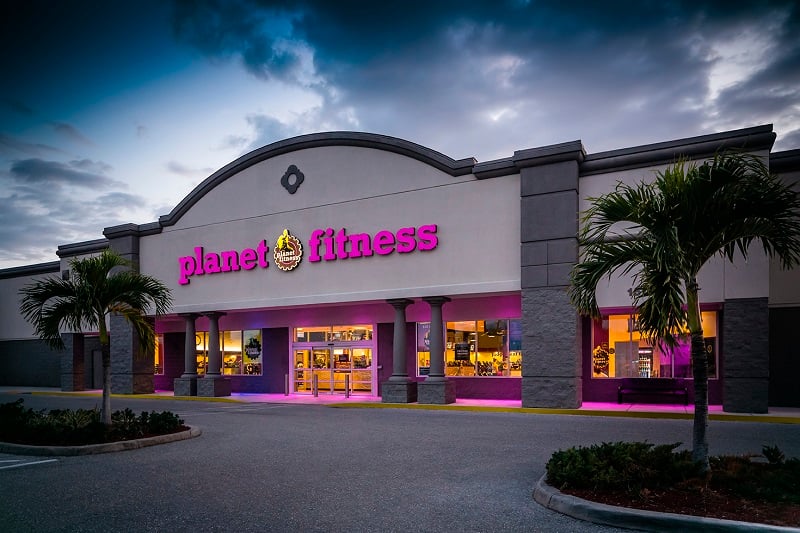 Exterior of Planet Fitness club