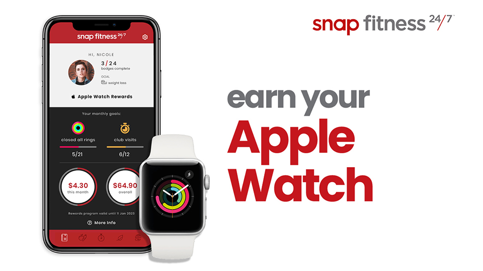 Ad for Snap Fitness program Earn Your Apple Watch