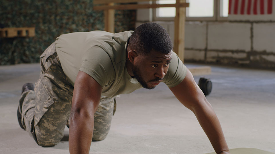 Soldier working out