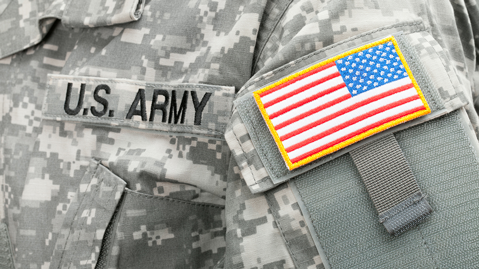 US Army uniform with US flag patch