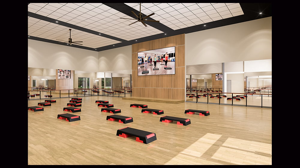 image of a gym with step mats 