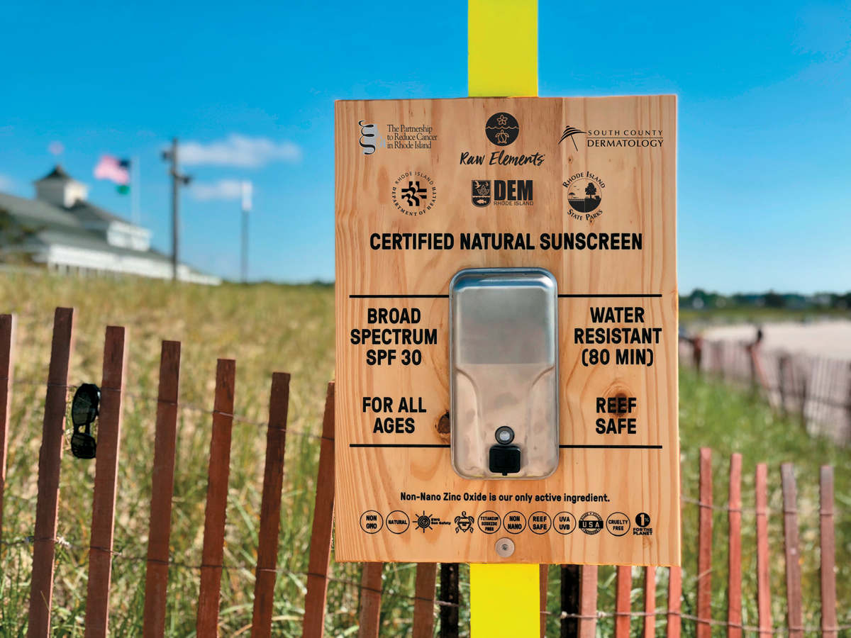 Sunscreen dispensers can be found on Rhode Island State Beaches and in parks