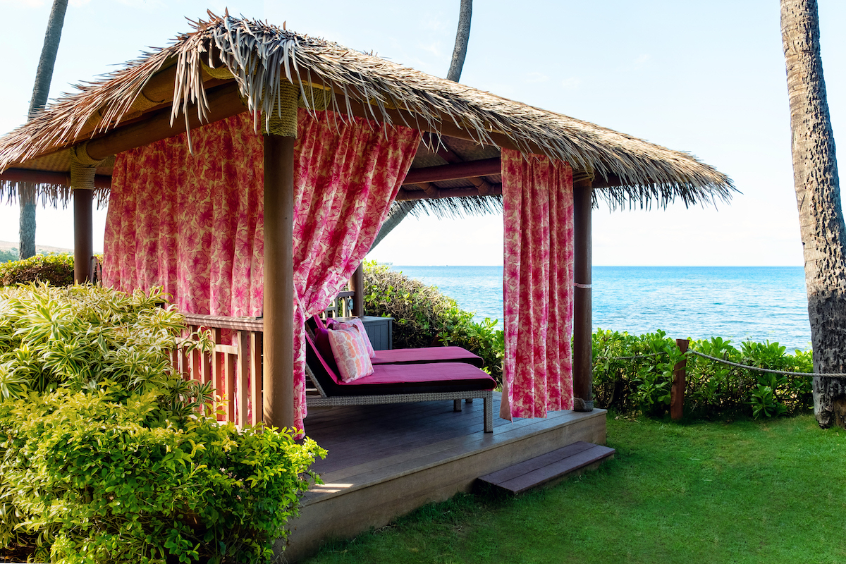 A limited-edition pink cabana designed by Jana Lam at the Hyatt Regency Maui Resort and Spa